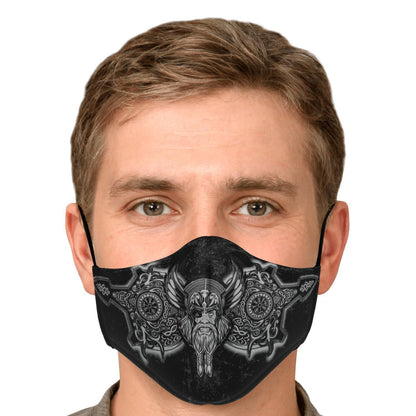Odin with Vegvisir Black Viking Face Mask Cover
