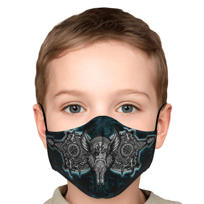 Odin with Vegvisir Blue Viking Face Mask Cover