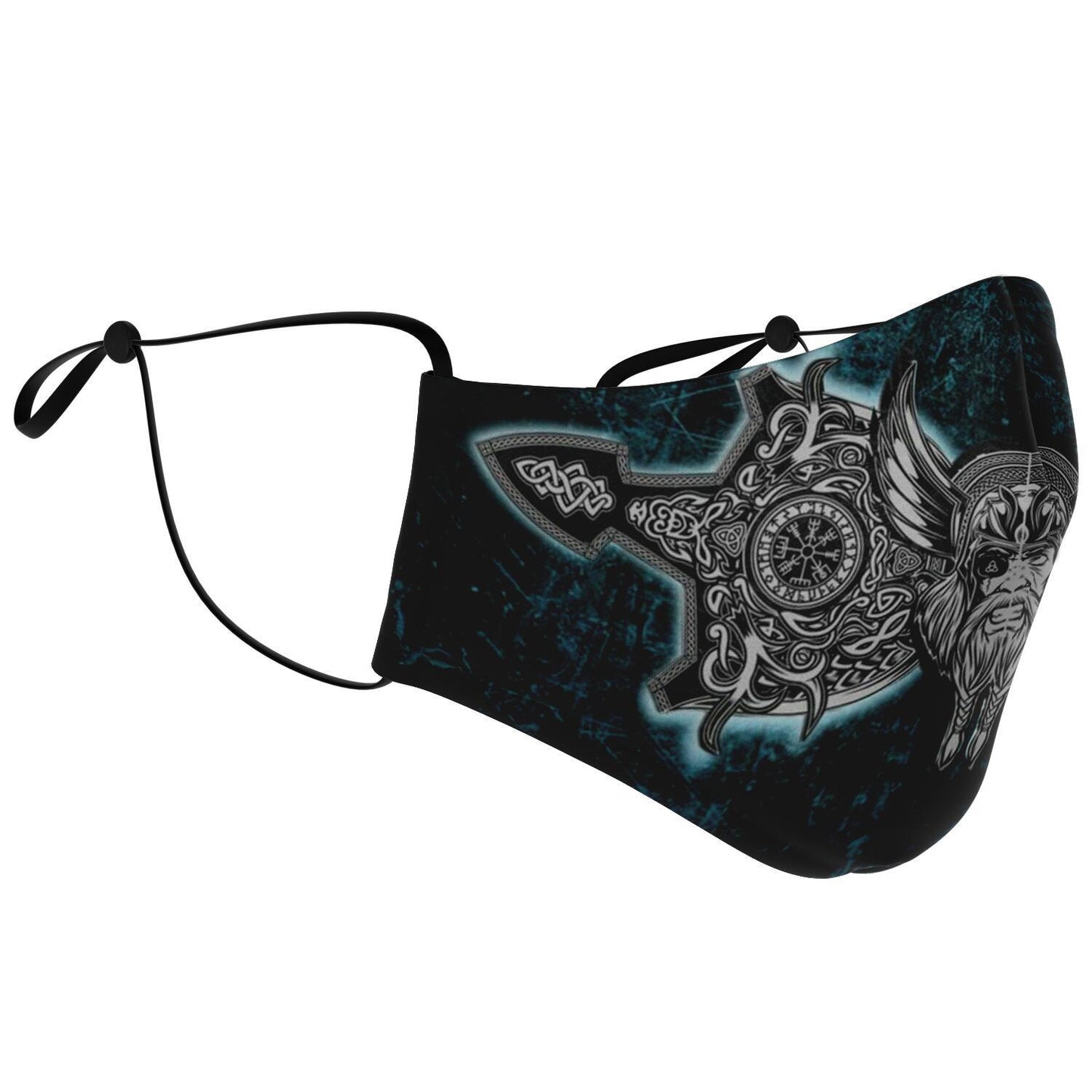 Odin with Vegvisir Blue Viking Face Mask Cover