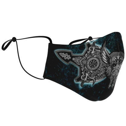 Odin with Vegvisir Blue Viking Face Mask Cover