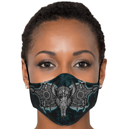 Odin with Vegvisir Blue Viking Face Mask Cover