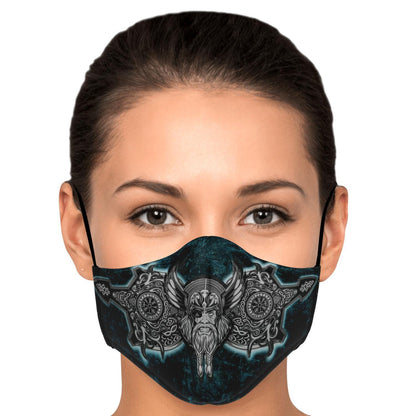 Odin with Vegvisir Blue Viking Face Mask Cover