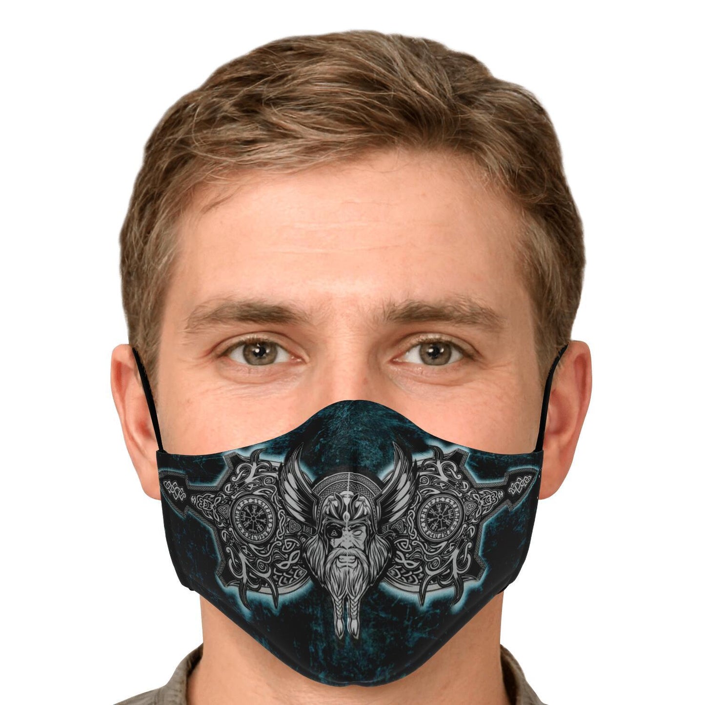 Odin with Vegvisir Blue Viking Face Mask Cover