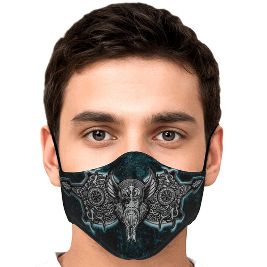 Odin with Vegvisir Blue Viking Face Mask Cover