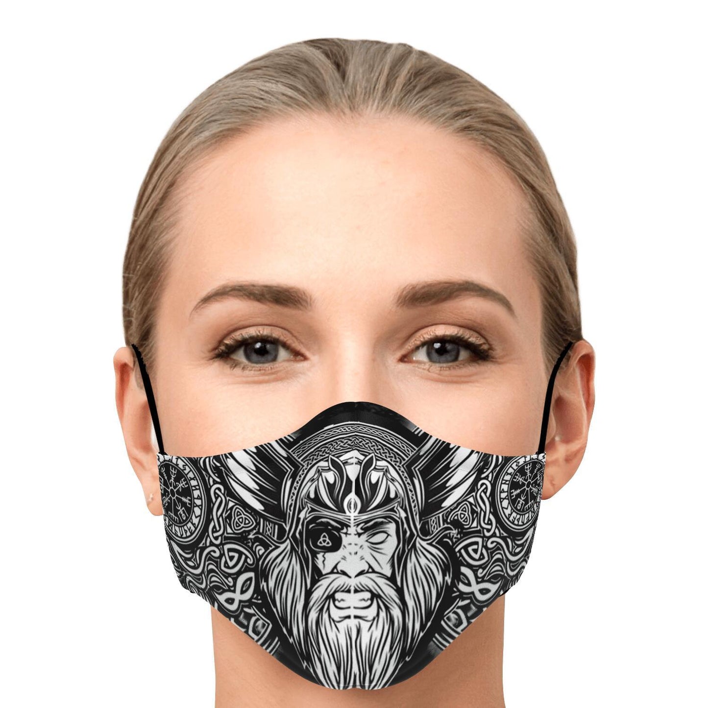 Odin with Vegvisir Viking Face Mask Cover