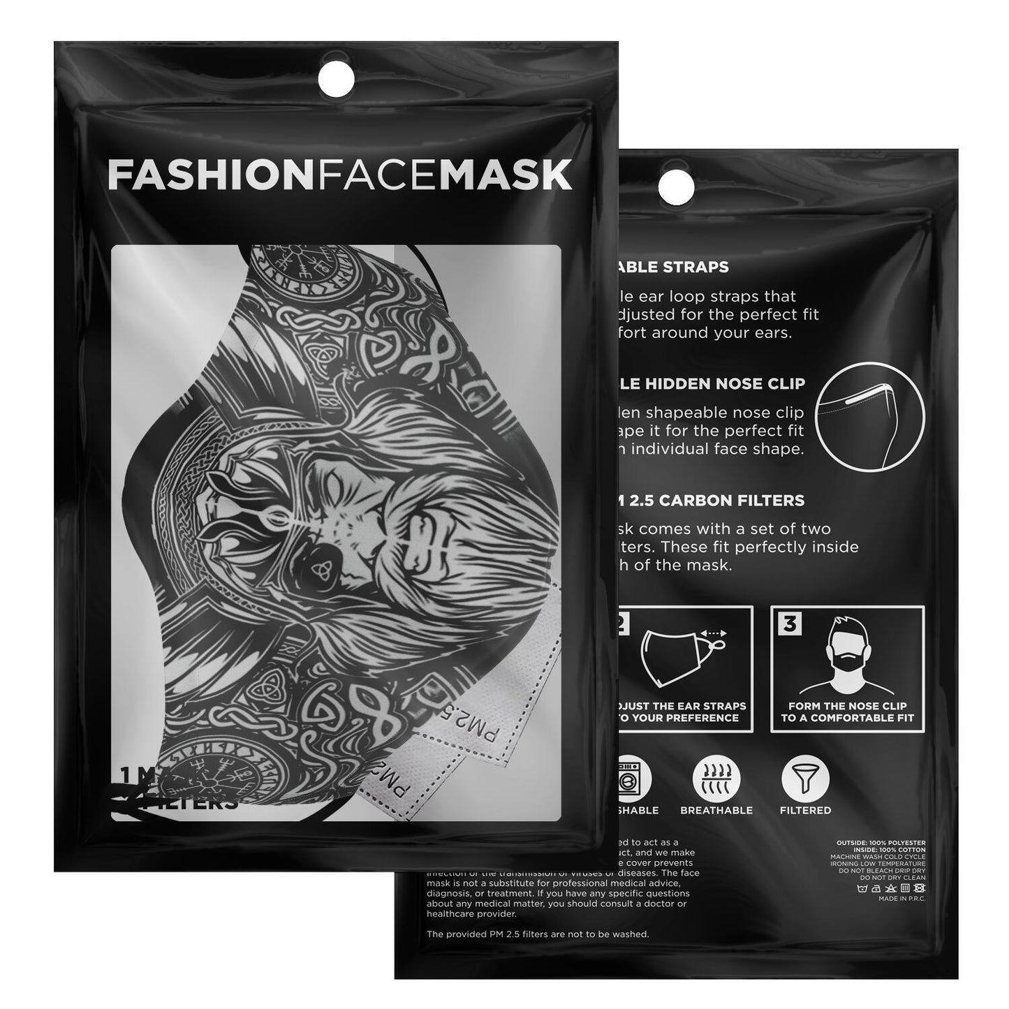 Odin with Vegvisir Viking Face Mask Cover