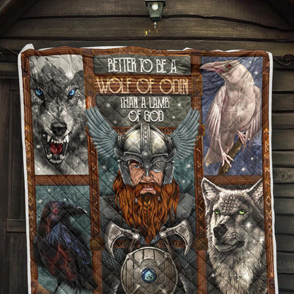 Odin with Wolves Geri & Freki & Ravens Huginn & Munnin Premium Quilt - VikingsBrand