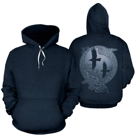 Odin's Ravens All Over Hoodie - VikingsBrand