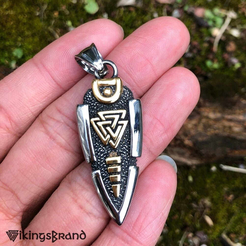 Odin's Spear Valknut Gungnir Viking Necklace