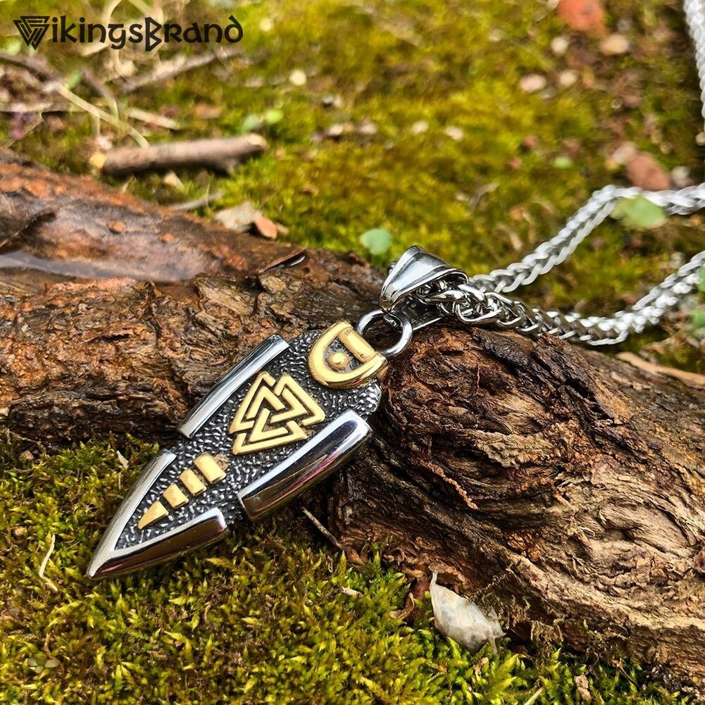 Odin's Spear Valknut Gungnir Viking Necklace