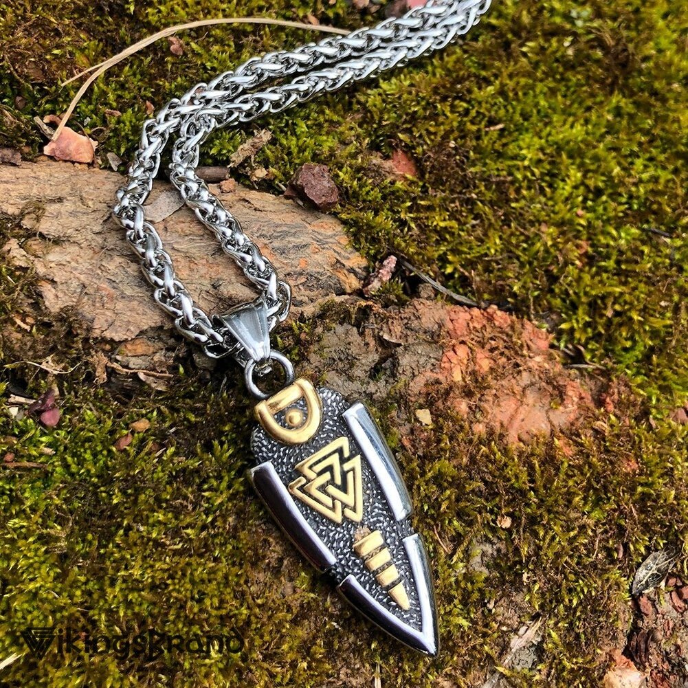Odin's Spear Valknut Gungnir Viking Necklace