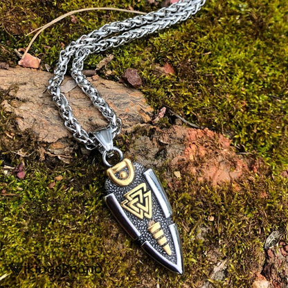 Odin's Spear Valknut Gungnir Viking Necklace