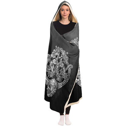 Odin's Wolfpack in Spruce Forest Unisex Hooded Blanket