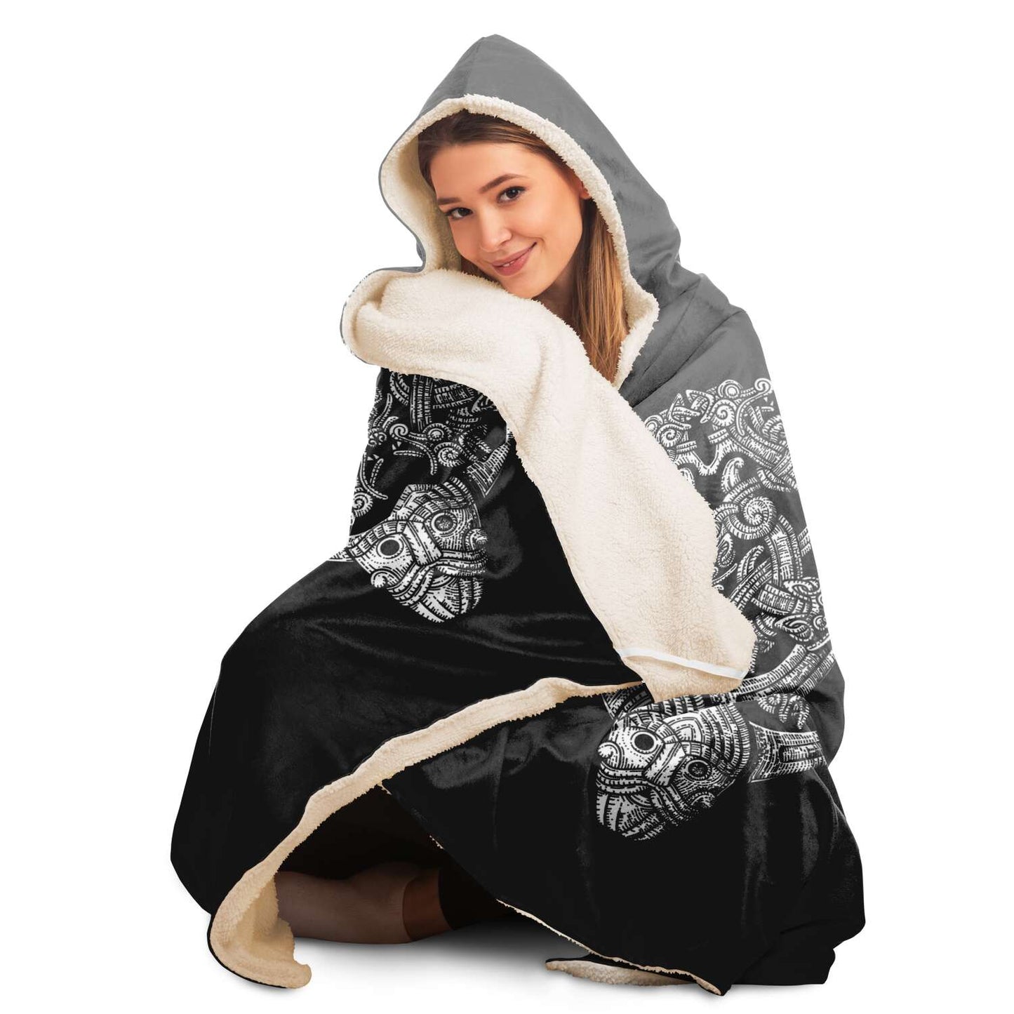 Odin's Wolfpack in Spruce Forest Unisex Hooded Blanket