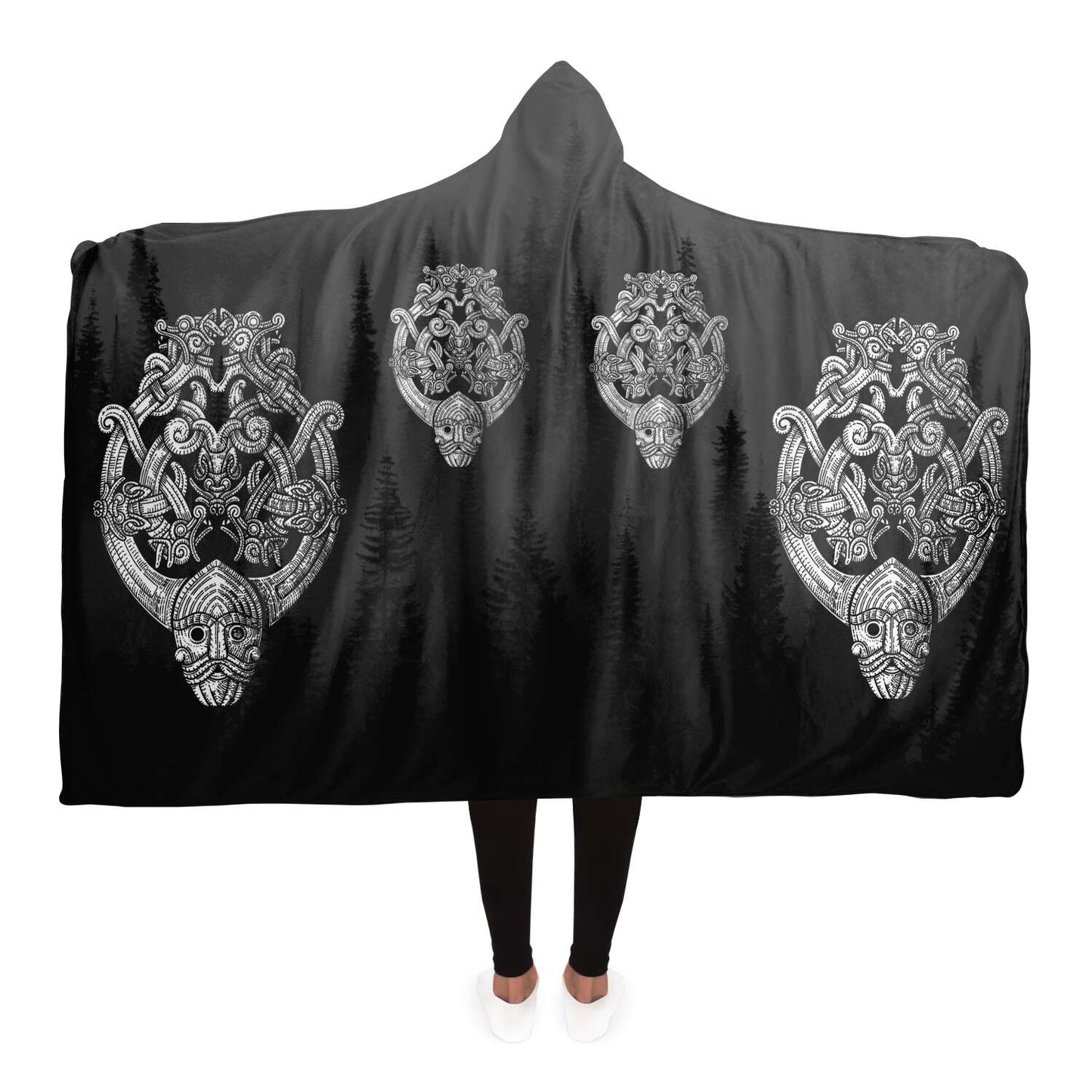 Odin's Wolfpack in Spruce Forest Unisex Hooded Blanket