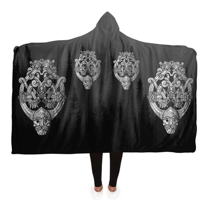 Odin's Wolfpack in Spruce Forest Unisex Hooded Blanket