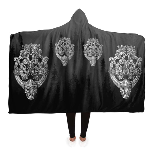Odin's Wolfpack in Spruce Forest Unisex Hooded Blanket