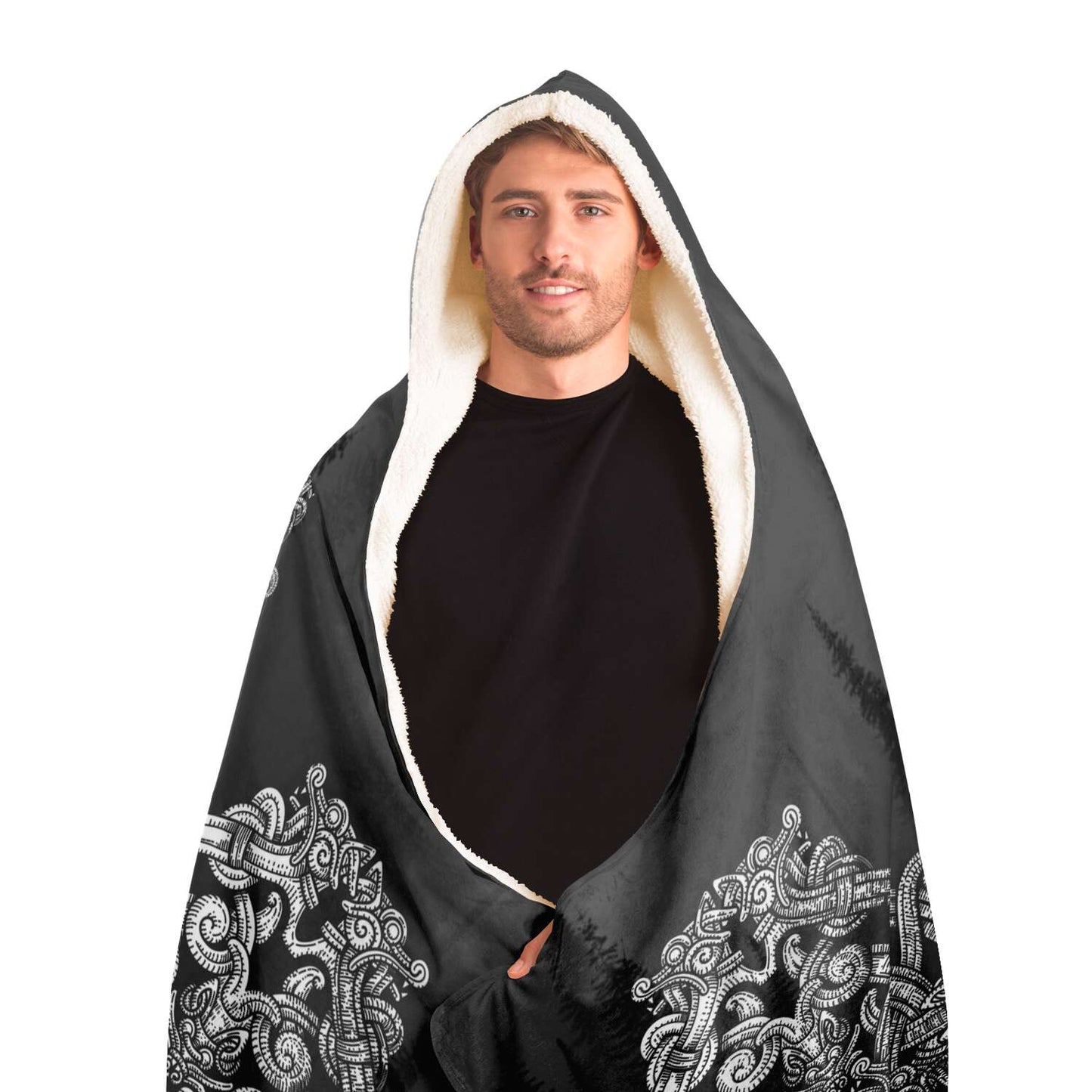 Odin's Wolfpack in Spruce Forest Unisex Hooded Blanket