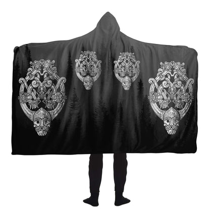 Odin's Wolfpack in Spruce Forest Unisex Hooded Blanket