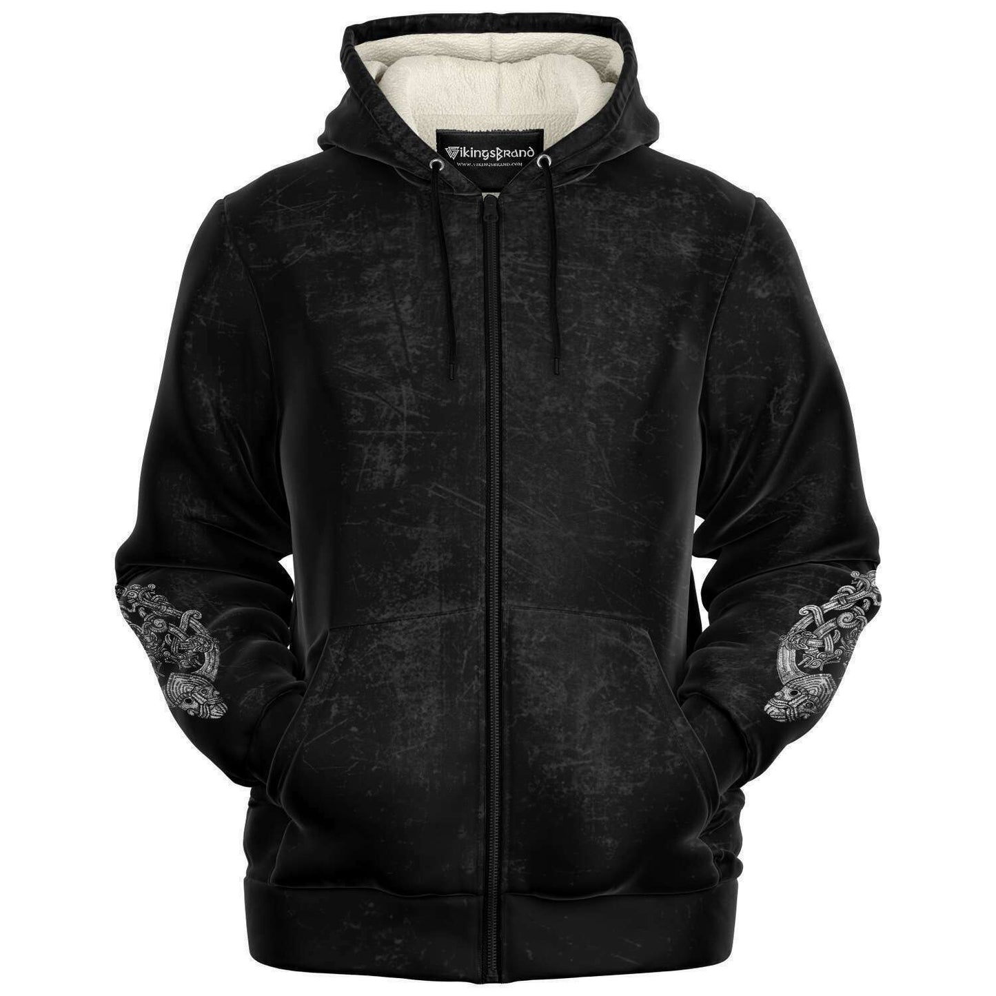 Odin's Wolfpack Unisex Viking Zip-Up Hoodie with Texture