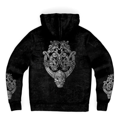 Odin's Wolfpack Unisex Viking Zip-Up Hoodie with Texture