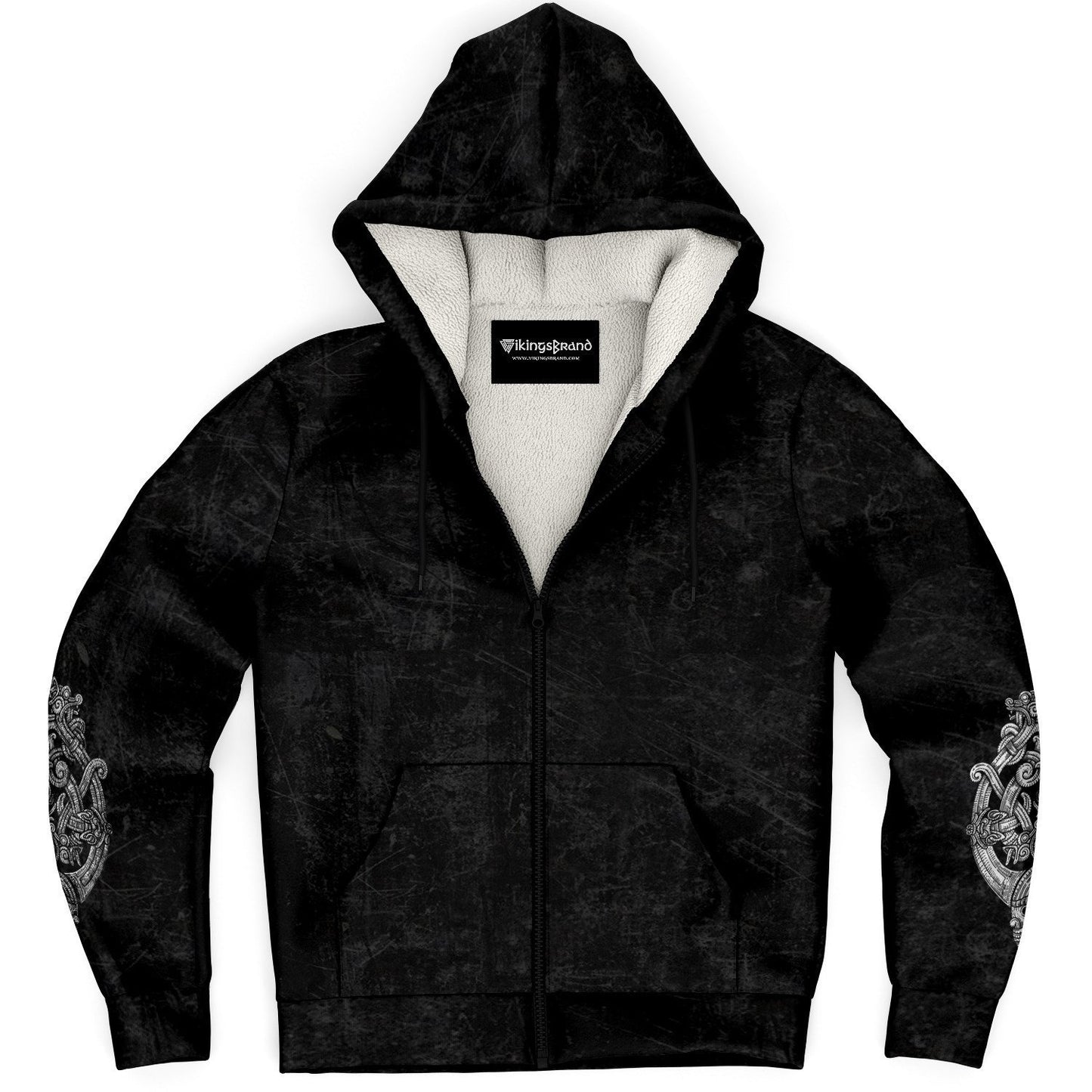 Odin's Wolfpack Unisex Viking Zip-Up Hoodie with Texture