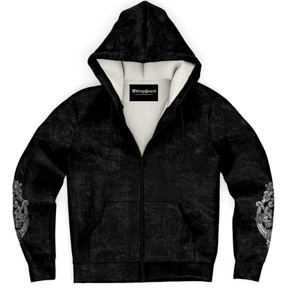 Odin's Wolfpack Unisex Viking Zip-Up Hoodie with Texture