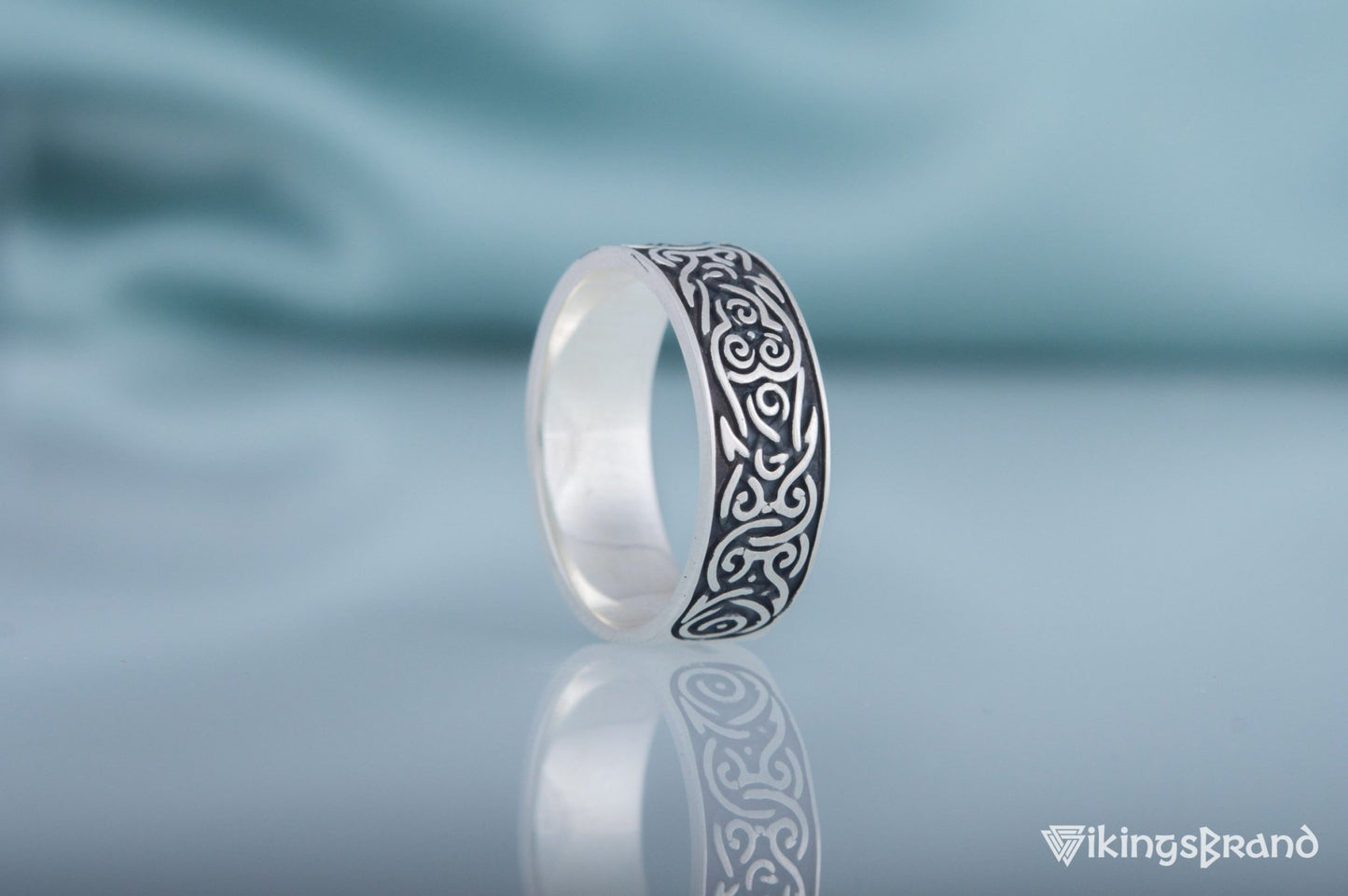 Ornament Viking Style Ring Sterling Silver Handmade Jewelry