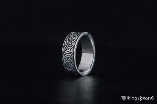 Ornament Viking Style Ring Sterling Silver Handmade Jewelry