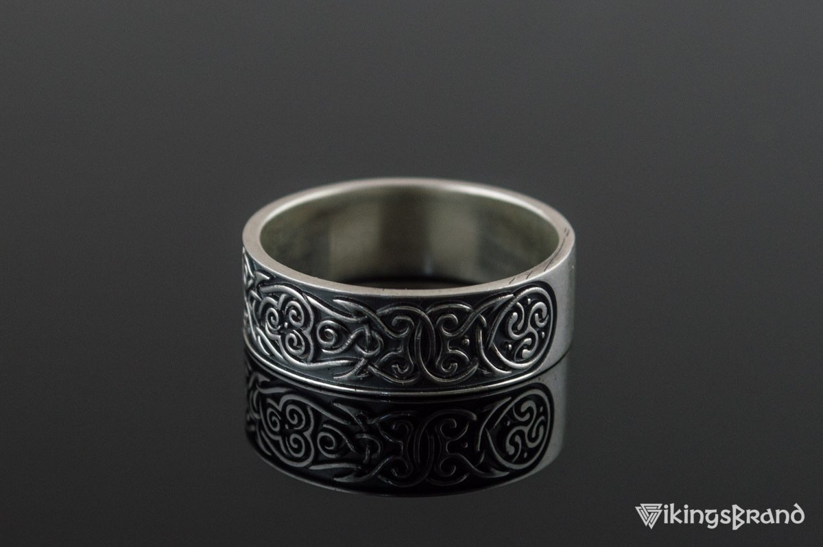 Ornament Viking Style Ring Sterling Silver Handmade Jewelry