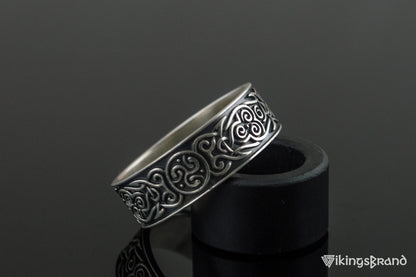 Ornament Viking Style Ring Sterling Silver Handmade Jewelry
