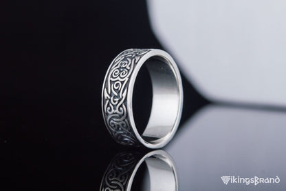 Ornament Viking Style Ring Sterling Silver Handmade Jewelry