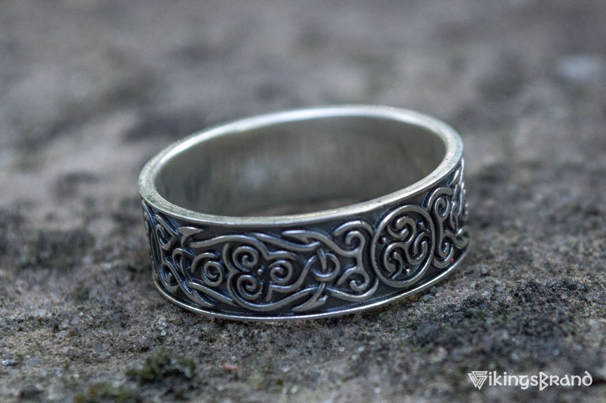 Ornament Viking Style Ring Sterling Silver Handmade Jewelry