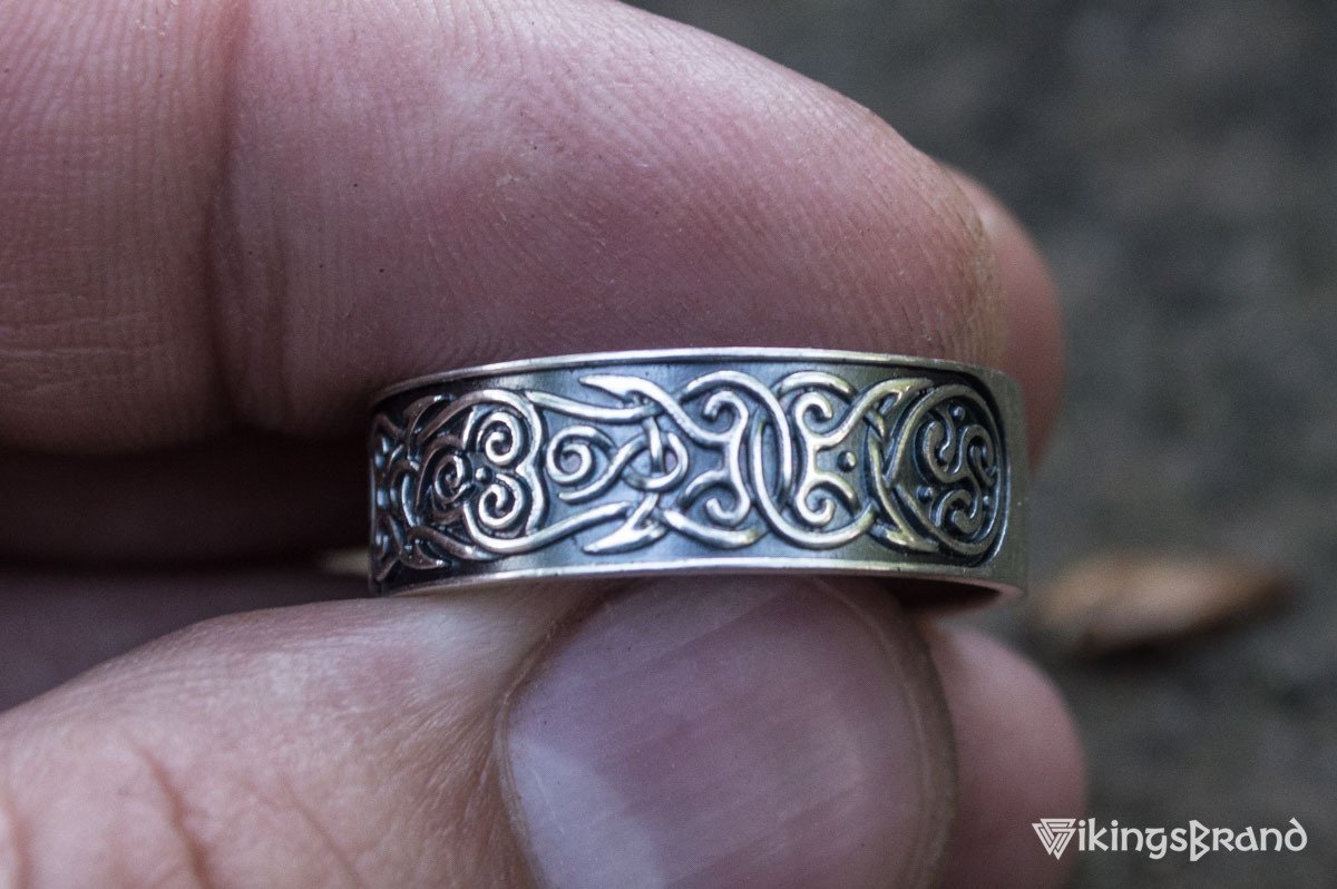 Ornament Viking Style Ring Sterling Silver Handmade Jewelry