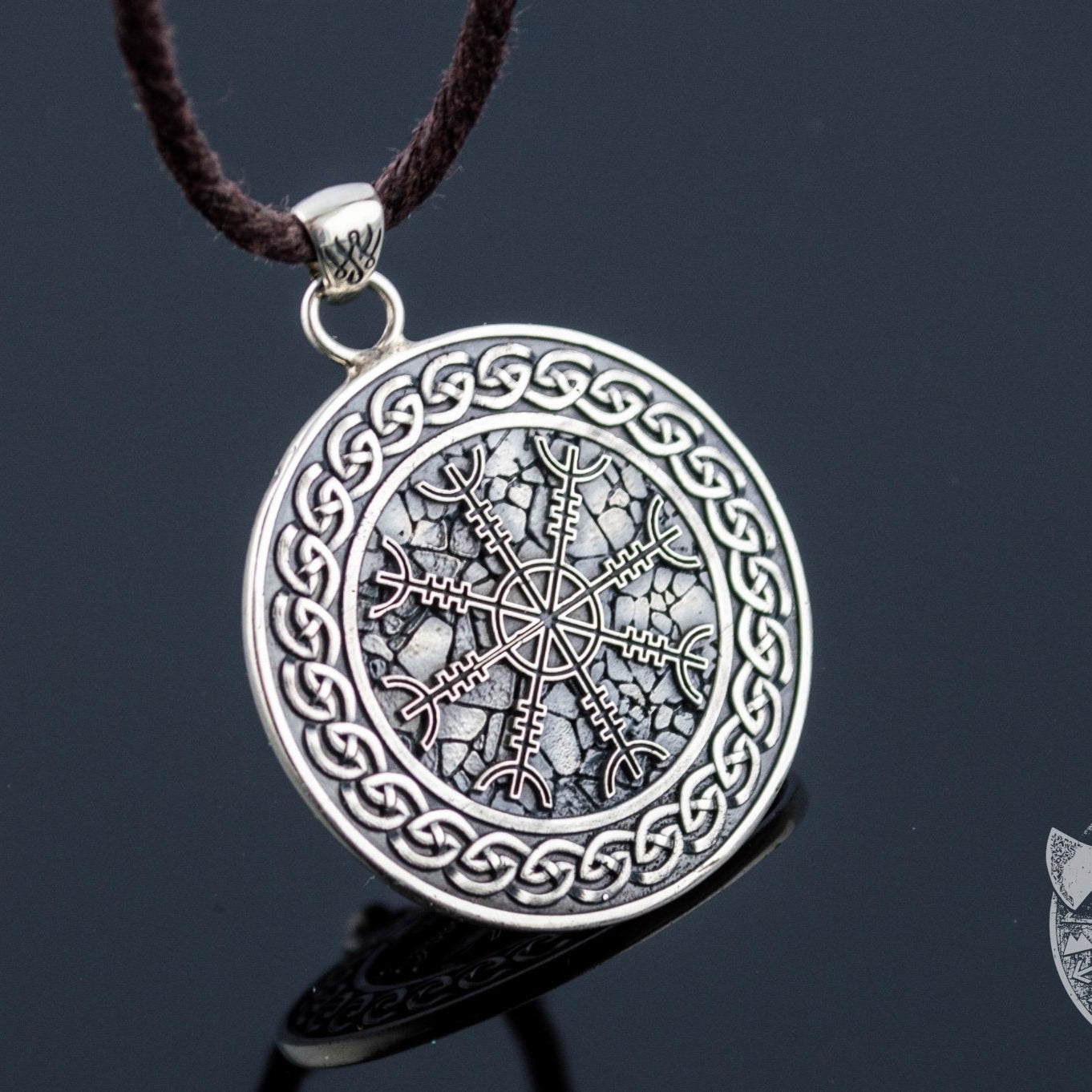 Ornamental Helm of Awe Symbol 925 Sterling Silver Pendant - VikingsBrand