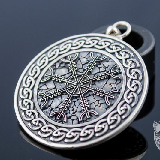 Ornamental Helm of Awe Symbol 925 Sterling Silver Pendant - VikingsBrand
