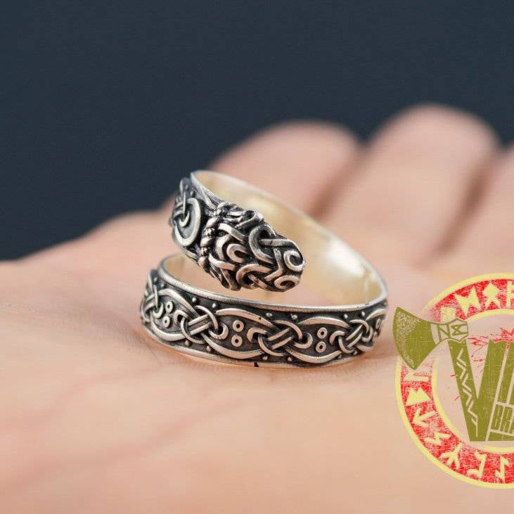 Ouroboros Ring with Norse Ornament - VikingsBrand
