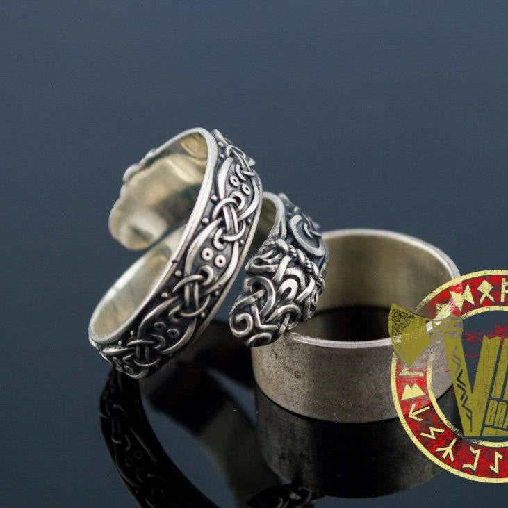 Ouroboros Ring with Norse Ornament - VikingsBrand