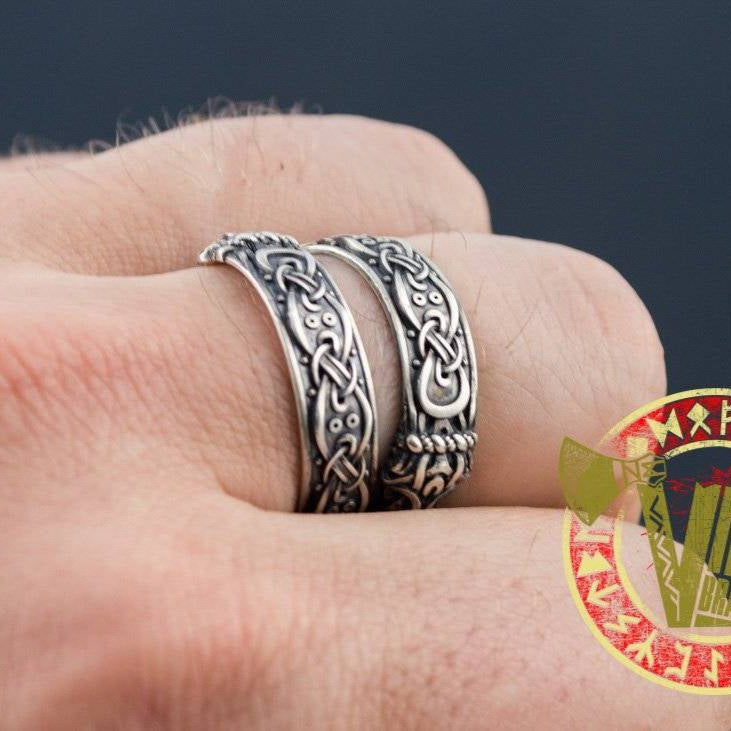 Ouroboros Ring with Norse Ornament - VikingsBrand