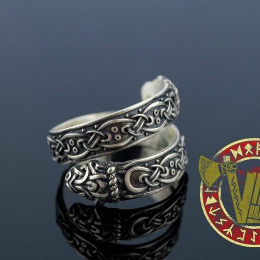 Ouroboros Ring with Norse Ornament - VikingsBrand