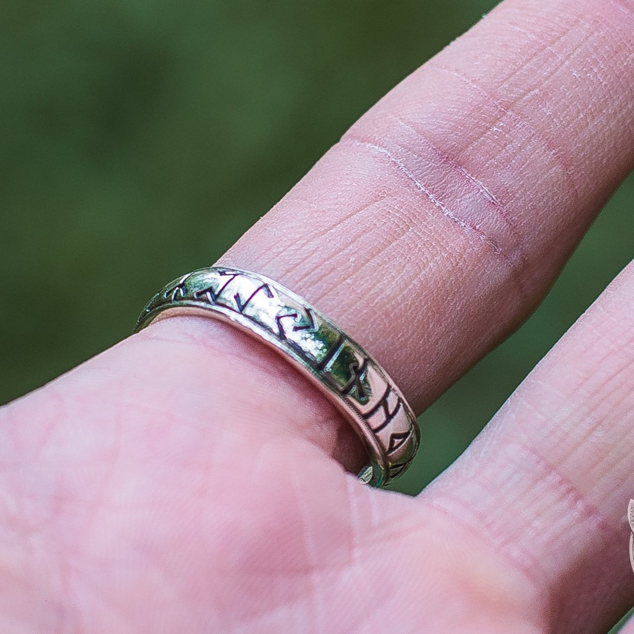 Ouroboros Runes with Elder Futhark 925 Sterling Silver Viking Ring - VikingsBrand