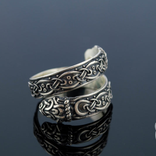 Ouroboros Viking Ornament 925 Sterling Silver Norse Ring - VikingsBrand