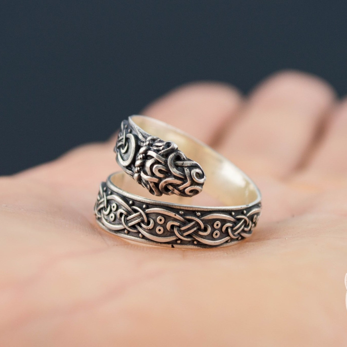 Ouroboros Viking Ornament 925 Sterling Silver Norse Ring - VikingsBrand