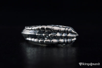 Ouroboros Viking Ring with Gem Sterling Silver Handmade Jewelry