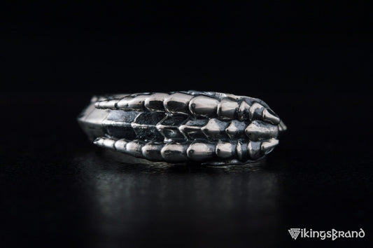Ouroboros Viking Ring with Gem Sterling Silver Handmade Jewelry