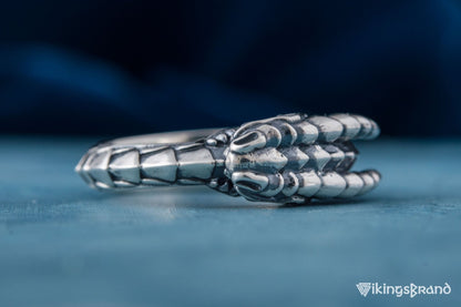 Ouroboros Viking Ring with Gem Sterling Silver Handmade Jewelry