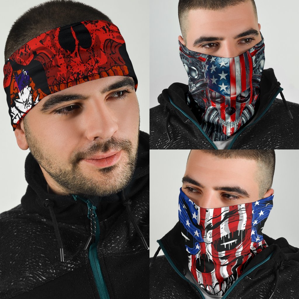 Patriotic Skull Neck Gaiter | Face Shield