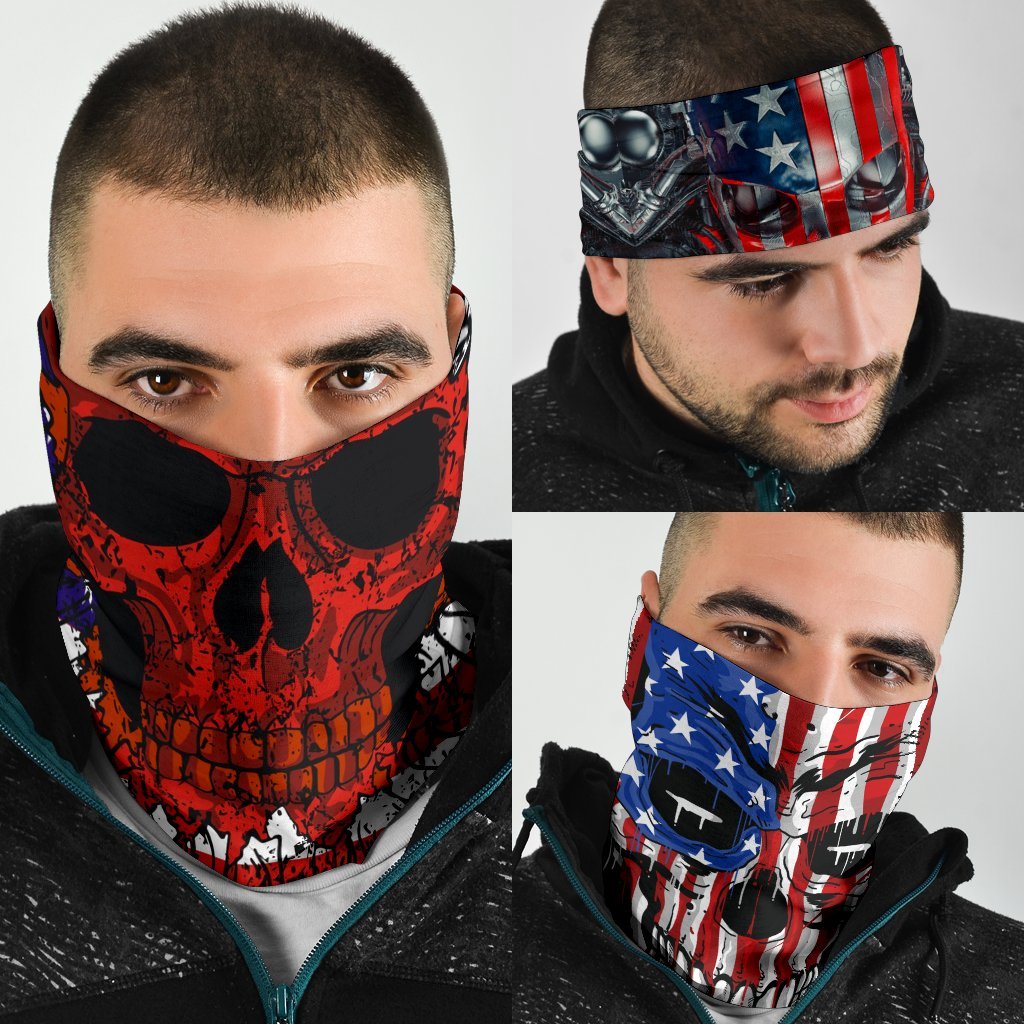 Patriotic Skull Neck Gaiter | Face Shield