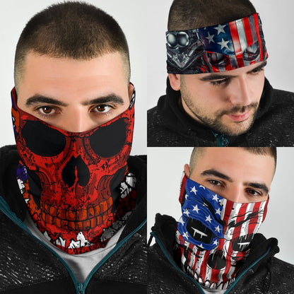 Patriotic Skull Neck Gaiter | Face Shield