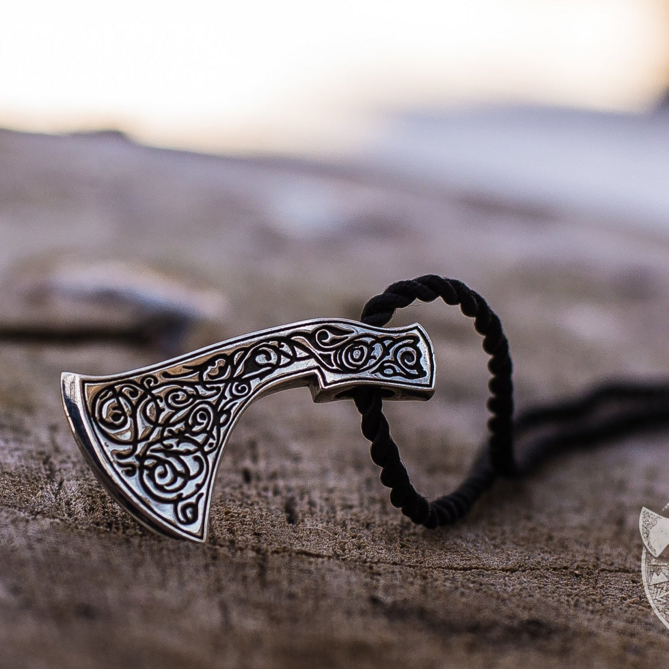 Perun's Axe and Floral Ornament 925 Sterling Silver Pendant - VikingsBrand
